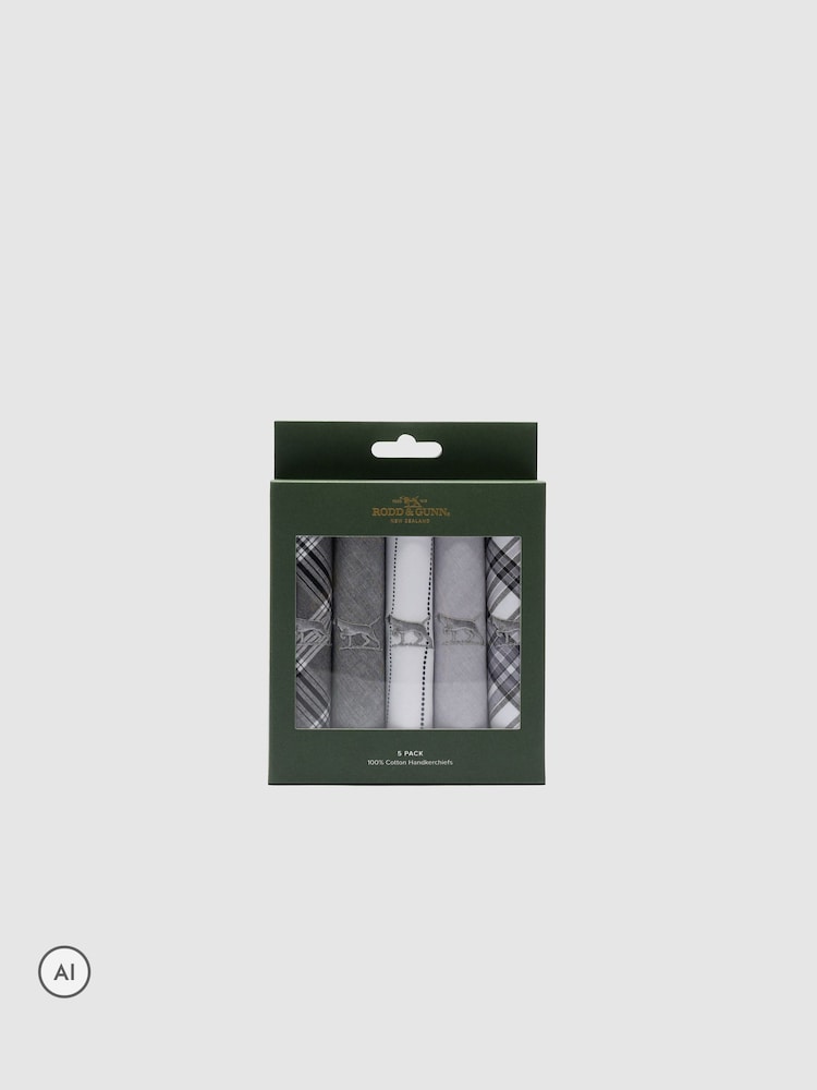 Rodd & Gunn Grey Gunner Handkerchiefs 5 Pack - Image 1 of 2 Rodd & Gunn Grey Gunner Handkerchiefs 5 Pack - Image 1 of 2