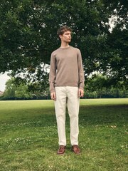 Mushroom Regular Fit Premium Ribbed Crew Neck Jumper - Image 2 of 9