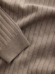 Mushroom Regular Fit Premium Ribbed Crew Neck Jumper - Image 8 of 9
