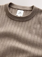Mushroom Regular Fit Premium Ribbed Crew Neck Jumper - Image 9 of 9