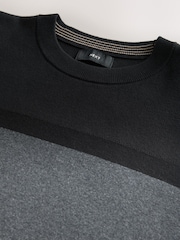Black/Stone Regular Fit Colourblock Stripe Crew Neck Jumper - Image 7 of 7