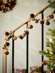 Copper Bauble Pre Lit Christmas Garland - Image 1 of 6