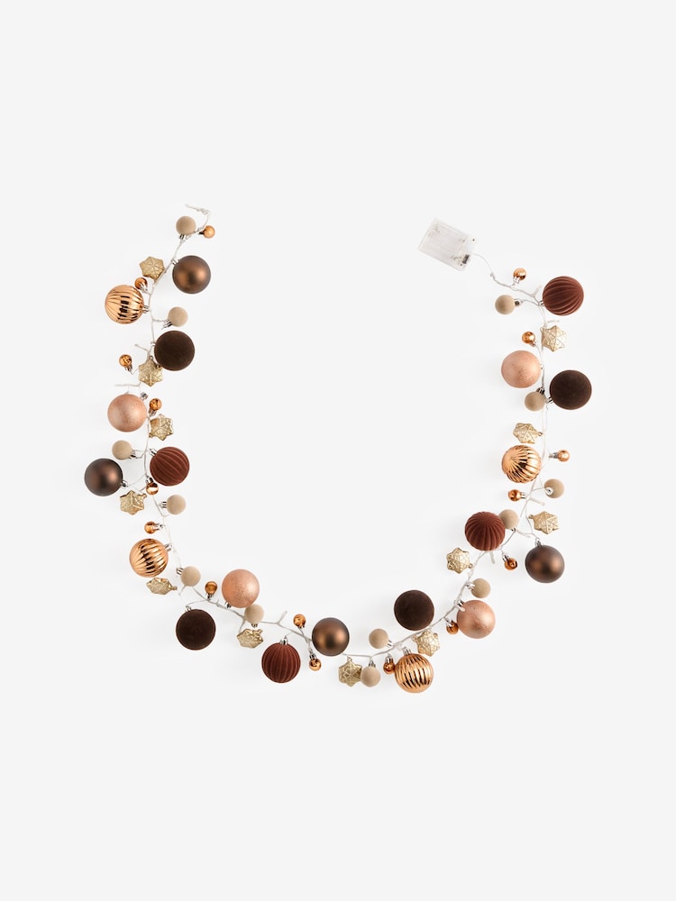 Copper Bauble Pre Lit Christmas Garland - Image 2 of 6