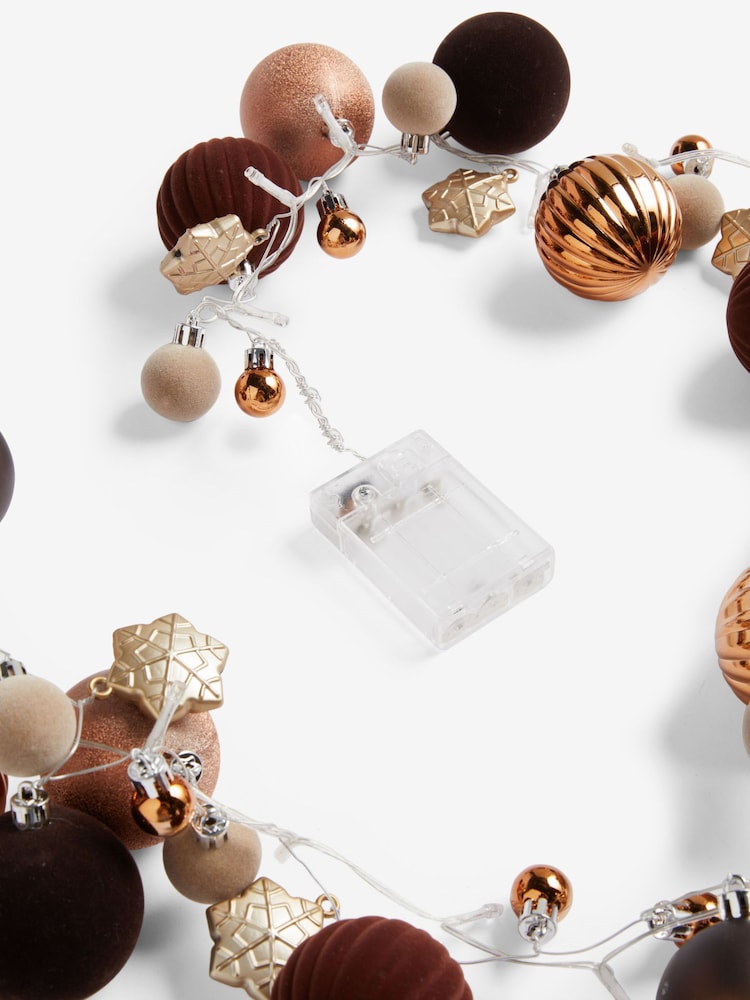Copper Bauble Pre Lit Christmas Garland - Image 6 of 6