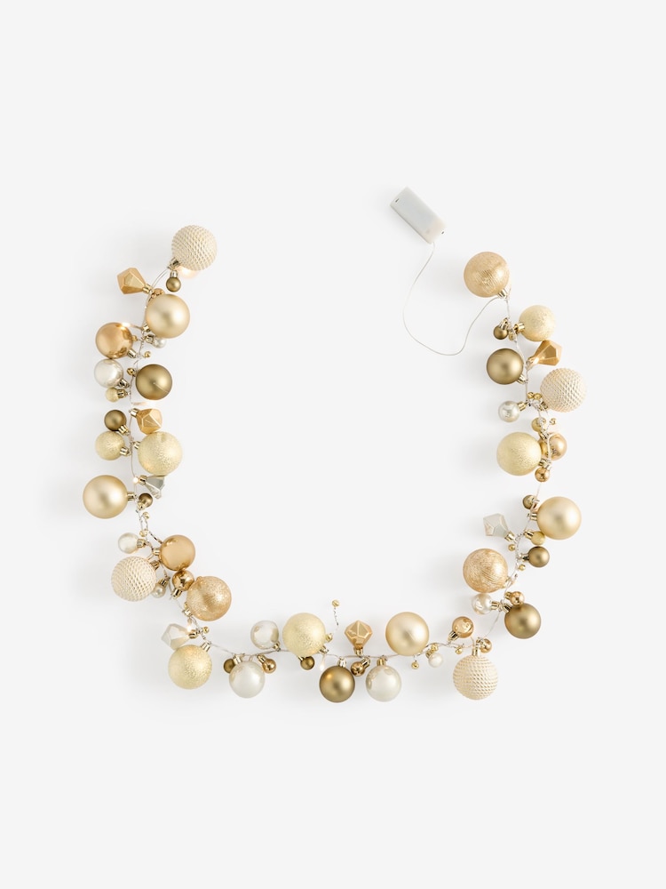Gold Bauble Pre Lit Christmas Garland - Image 1 of 4 Gold Bauble Pre Lit Christmas Garland - Image 1 of 4
