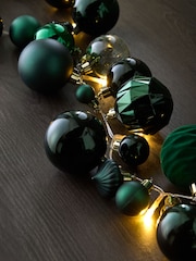 Green Lit Bauble Christmas Garland - Image 3 of 7
