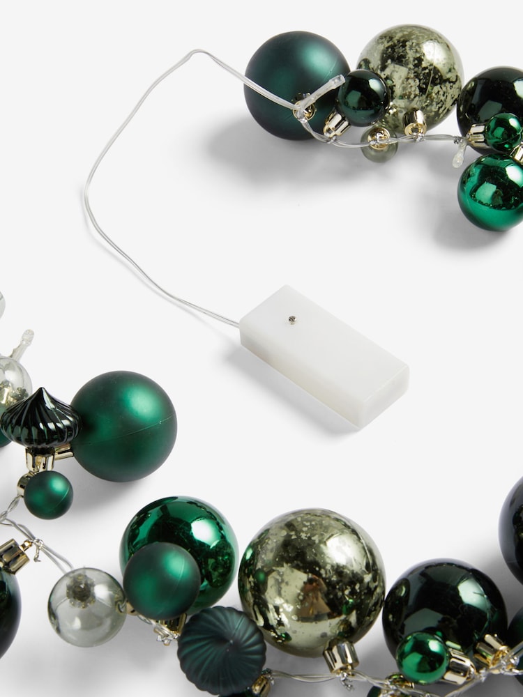 Green Lit Bauble Christmas Garland - Image 7 of 7