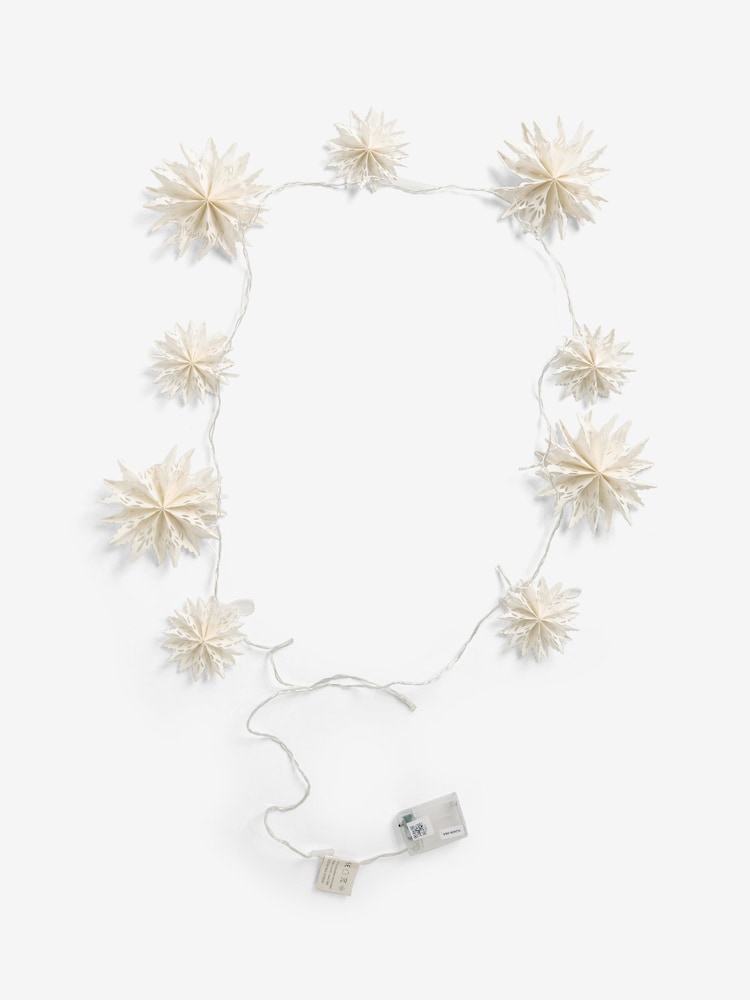 White Lit Paper Snowflake Christmas Garland - Image 2 of 4 White Lit Paper Snowflake Christmas Garland - Image 2 of 4