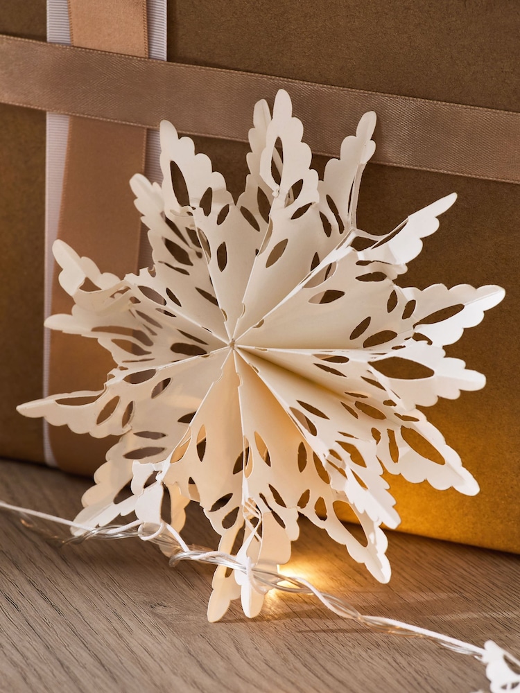 White Lit Paper Snowflake Christmas Garland - Image 4 of 4