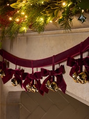 Burgundy Red Bell Christmas Bow Garland - Image 1 of 3