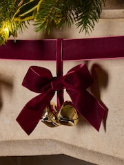Burgundy Red Bell Christmas Bow Garland - Image 2 of 3