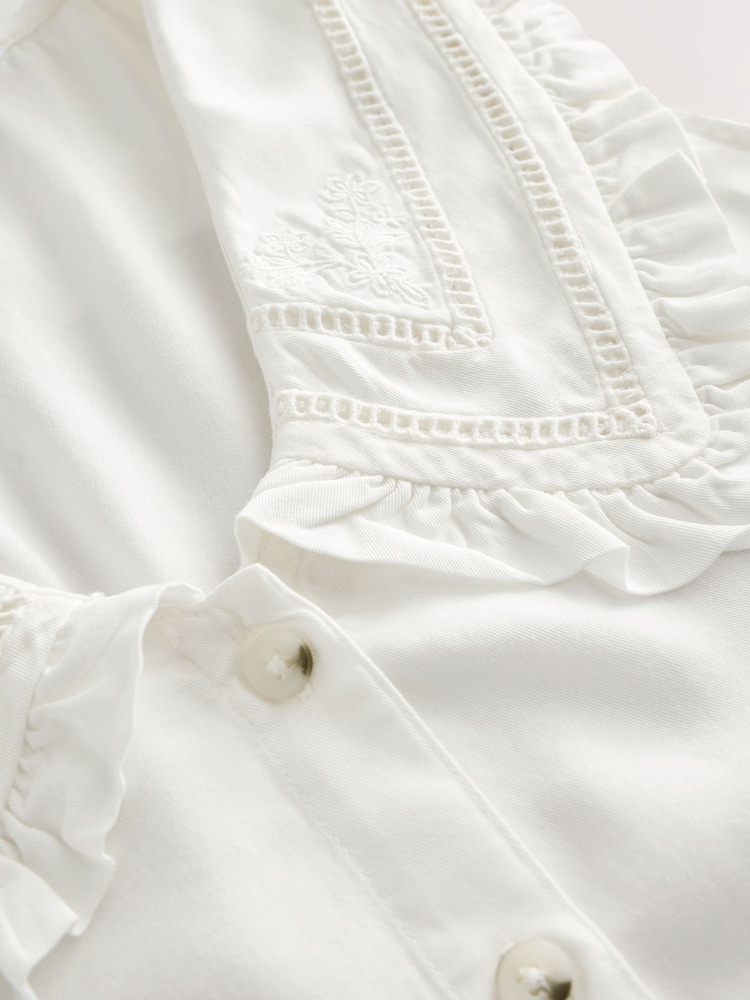 Cream Oversized Sleeveless Peter Pan Collar Blouse - Image 8 of 8