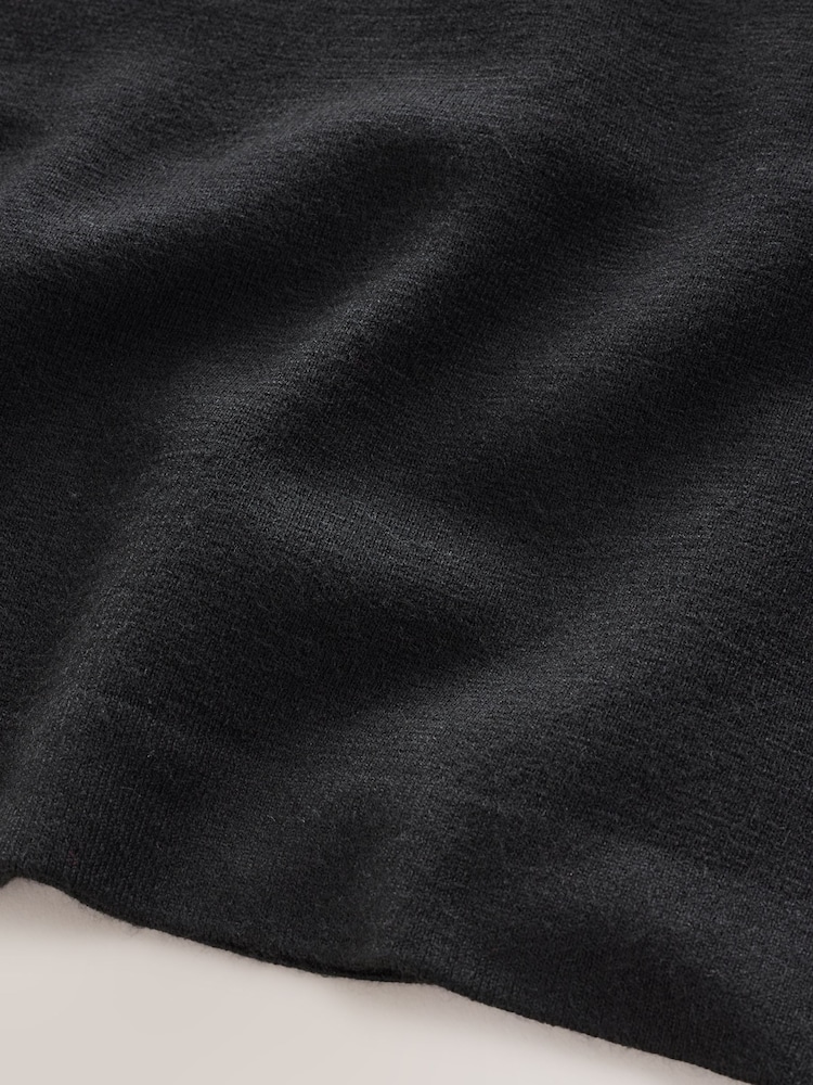 Black Zip Neck Regular Fit Premium Knit Quarter Zip Long Sleeve Polo Shirt - Image 3 of 3