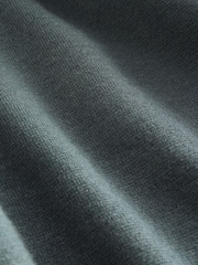 Sage Green Zip Neck Regular Fit Premium Long Sleeve Knit Polo Shirt - Image 3 of 3