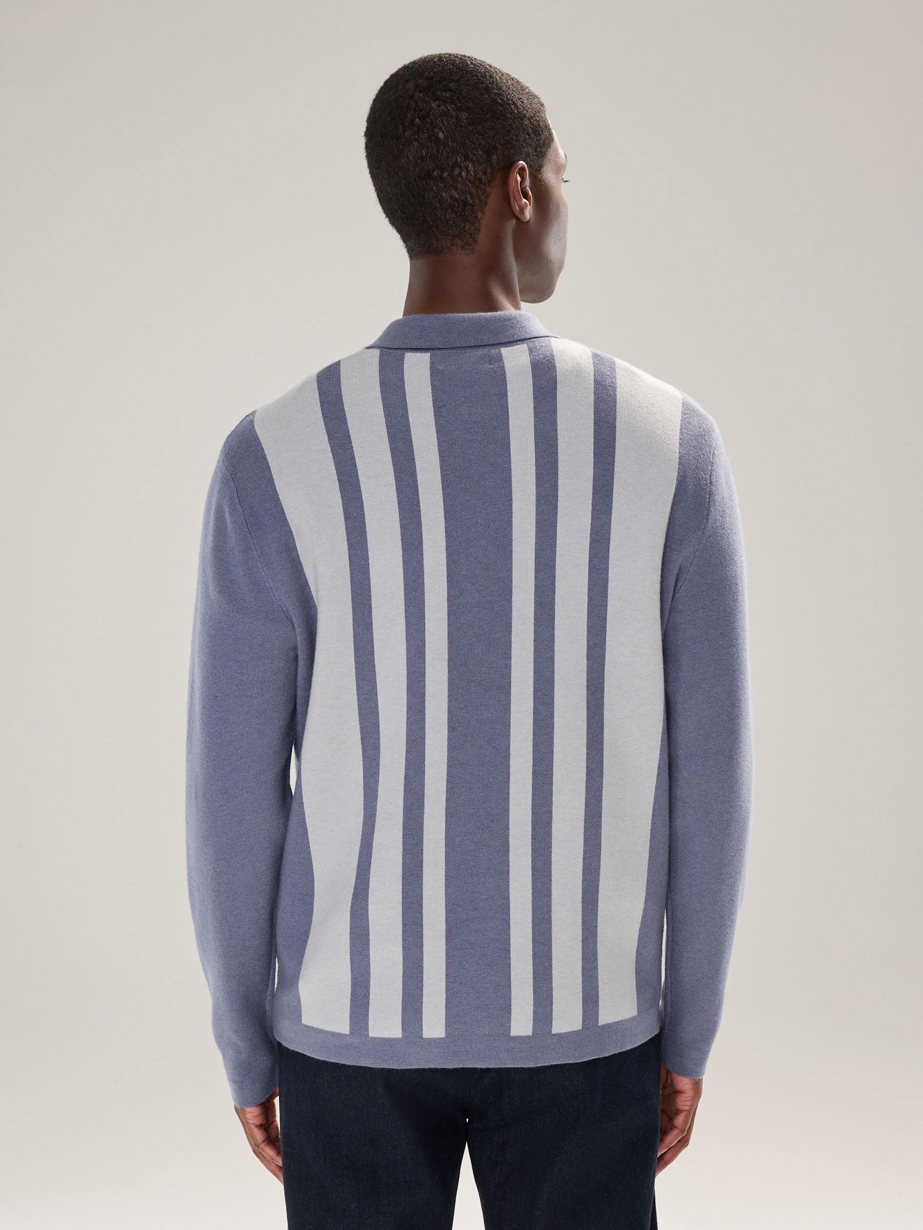 Buy Blue Regular Fit Premium Mid Weight Stripe Long Sleeve Knit
