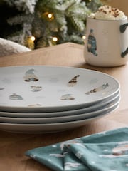 Teal Blue Christmas Gonk Set of 4 Dinner Plates - Image 2 of 4