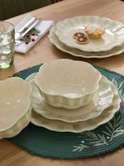 12 Piece Sage Green Handpainted Stripe Dinner Set - Image 1 of 5
