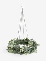 Green/White Collection Luxe Hanging Wreath Frosty Pre Lit Christmas Wreath - Image 3 of 4