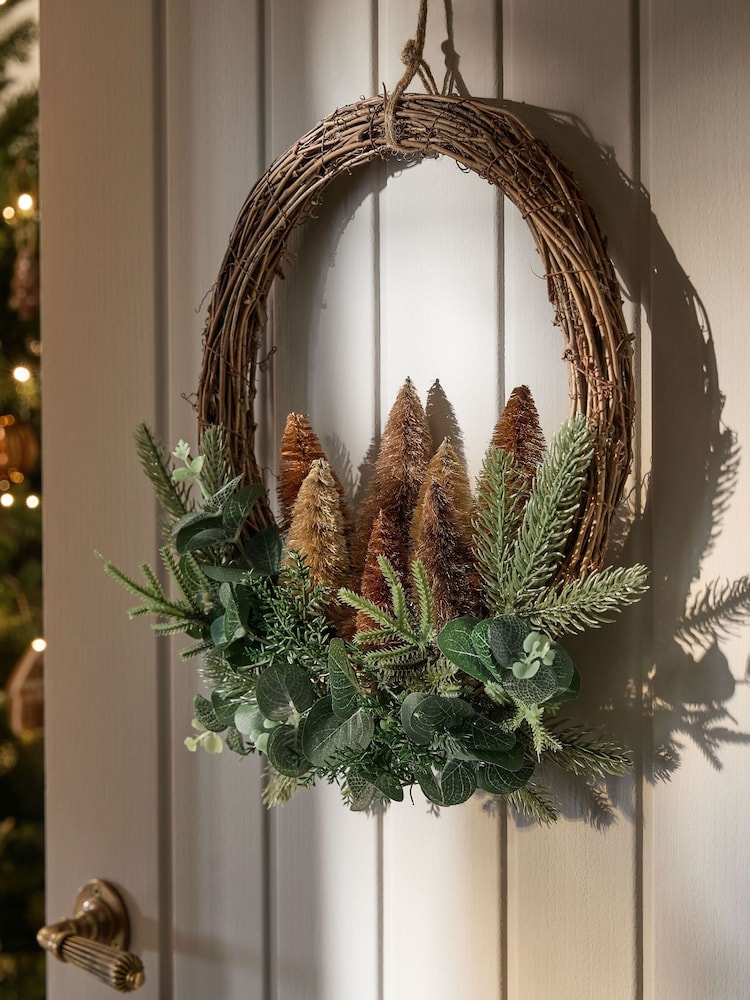 Neutral Brush Tree Christmas Wreath - Image 1 of 4