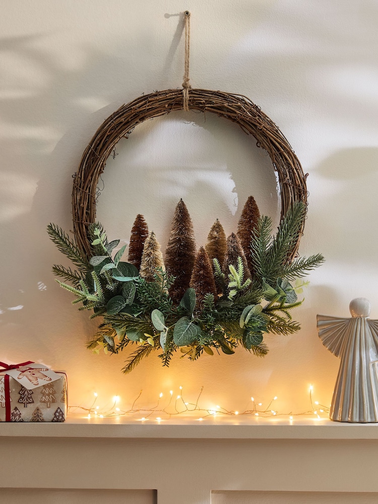 Neutral Brush Tree Christmas Wreath - Image 2 of 4