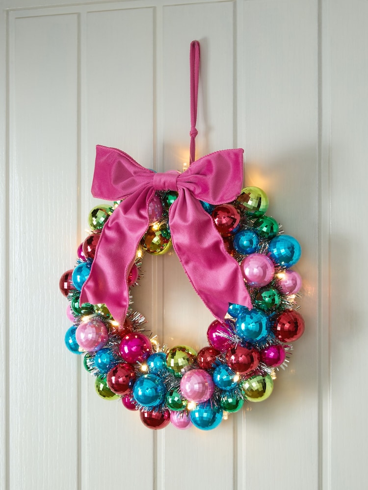Bright Lit Bauble Christmas Wreath - Image 2 of 4 Bright Lit Bauble Christmas Wreath - Image 2 of 4