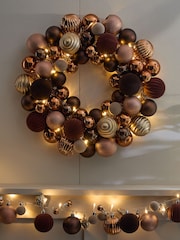 Copper Bauble Pre Lit Christmas Wreath - Image 3 of 4