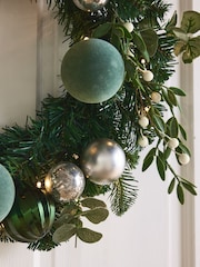 Green Lit Faux Bauble Christmas Wreath - Image 3 of 4
