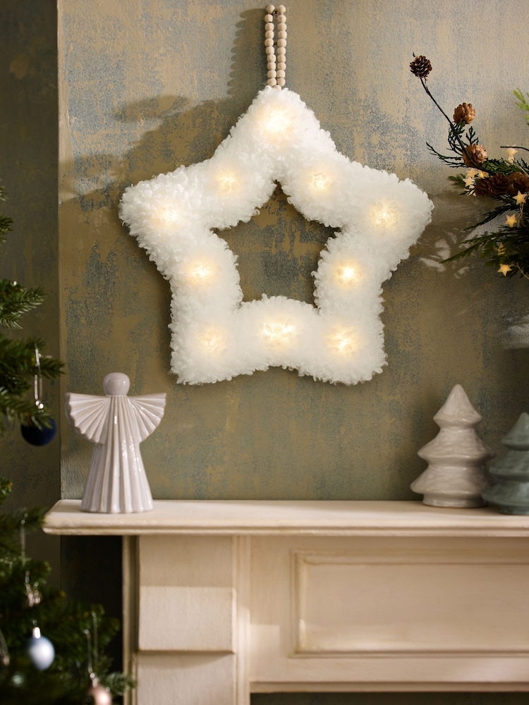 Natural Borg Light Up Star Wreath - Image 1 of 3