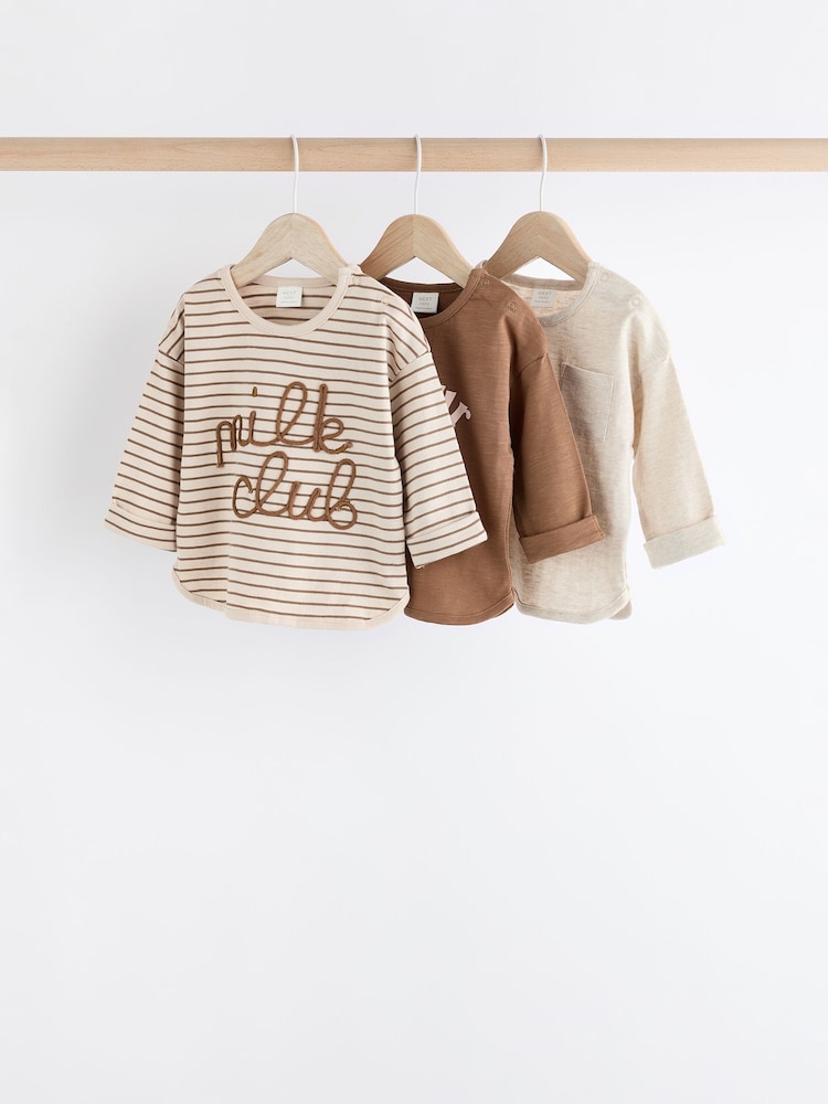 Neutral Milk Club Long Sleeve Baby 100% Cotton T-Shirts 3 Pack (0mths-2yrs) - Image 1 of 11 Neutral Milk Club Long Sleeve Baby 100% Cotton T-Shirts 3 Pack (0mths-2yrs) - Image 1 of 11