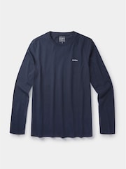 Aubin Blue Navy Camblesforth Long Sleeve 100% Cotton T-Shirt - Image 2 of 2