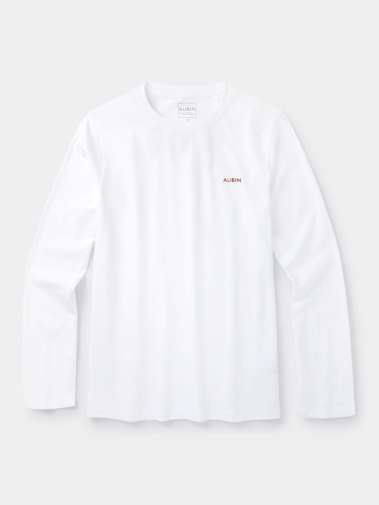 Aubin White Camblesforth Long Sleeve 100% Cotton T-Shirt - Изображение 2 из 2