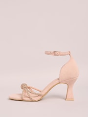 Friends Like These Nude Wide Fit Embellished Diamante Knot Mid Heels Sandals - Image 5 of 5
