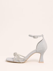 Friends Like These Silver Wide Fit Embellished Diamante Knot Mid Heels Sandals - Image 5 of 5