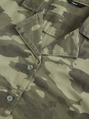 Camouflage Short Sleeve Cropped Denim 100% Cotton Shirt - Image 3 of 3