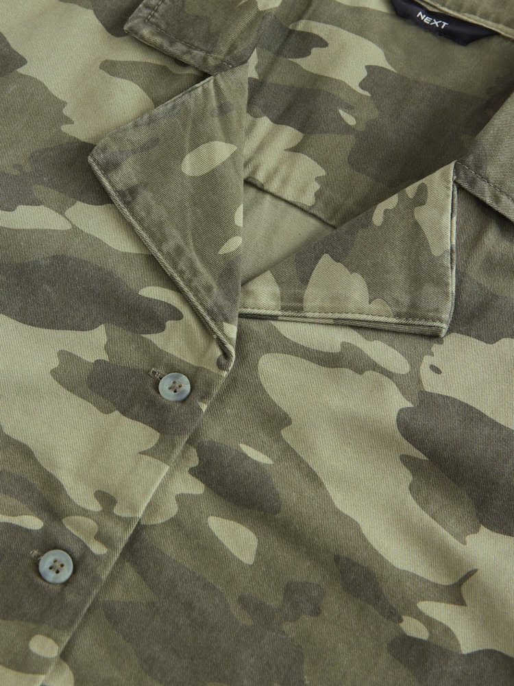 Camouflage Short Sleeve Cropped Denim 100% Cotton Shirt - Image 3 of 3