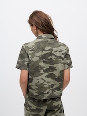 Camouflage Short Sleeve Cropped Denim 100% Cotton Shirt - Image 4 of 8