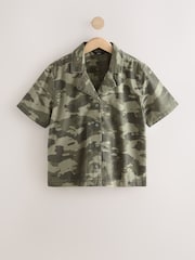 Camouflage Short Sleeve Cropped Denim 100% Cotton Shirt - Image 6 of 8