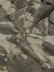 Camouflage Short Sleeve Cropped Denim 100% Cotton Shirt - Image 8 of 8