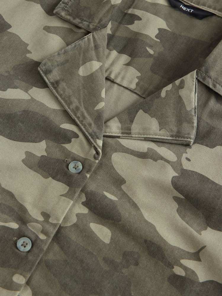 Camouflage Short Sleeve Cropped Denim 100% Cotton Shirt - Image 8 of 8