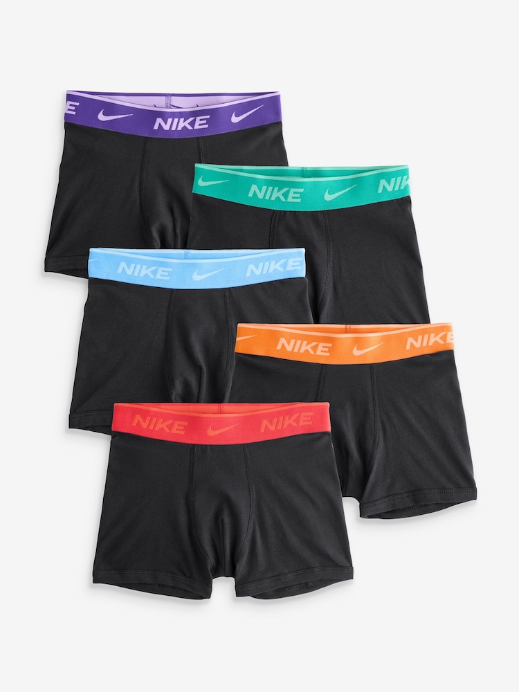 Nike Black Multi Coloured Waistband 5 Pack Boys Boxers - Image 1 of 6