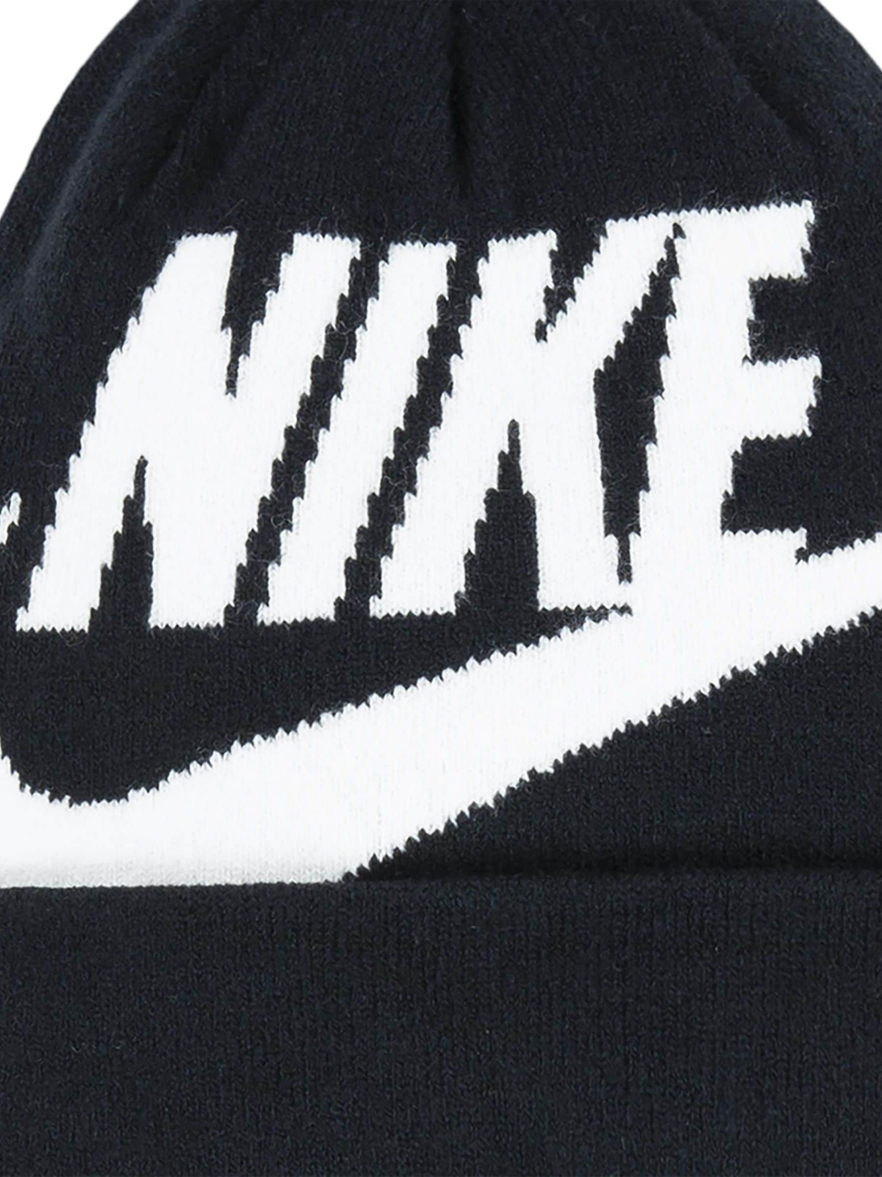 black nike beanie with pom