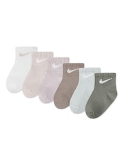 Nike Multi Muted Colours Infant Swoosh Ankle Socks 6 Pack - Image 1 of 3