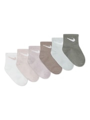 Nike Multi Muted Colours Infant Swoosh Ankle Socks 6 Pack - Image 2 of 3