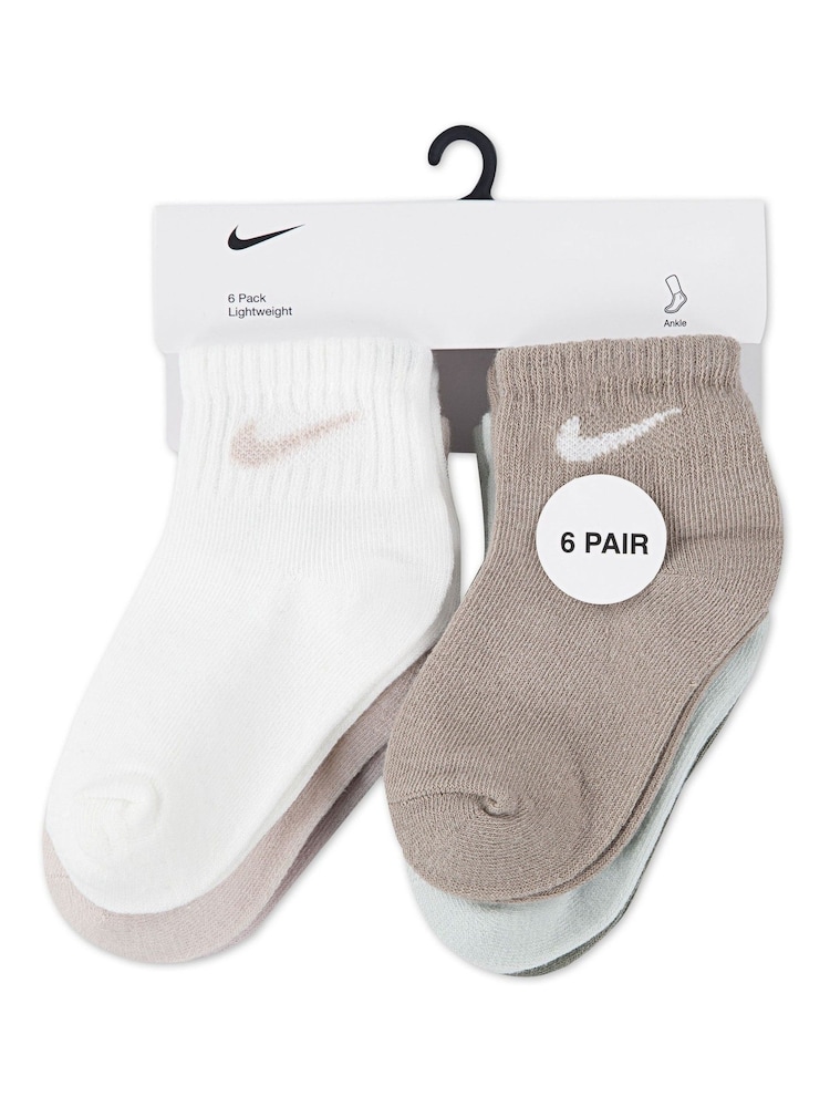 Nike Multi Muted Colours Infant Swoosh Ankle Socks 6 Pack - Image 3 of 3