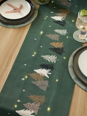 Green Scandi Christmas Tree Light Up Table Runner - Image 2 of 4