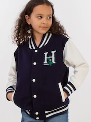 Brands In Blue Girls Harry Potter Hogwarts Flowers Print Varsity Jacket - Image 2 of 4