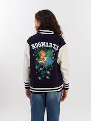Brands In Blue Girls Harry Potter Hogwarts Flowers Print Varsity Jacket - Image 3 of 4