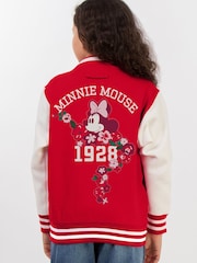 Brands In Red Girls Disney Minnie Mouse Flowers Varsity Jacket - Image 1 of 4