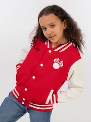 Brands In Red Girls Disney Minnie Mouse Flowers Varsity Jacket - Image 2 of 4