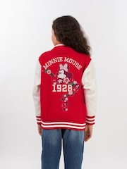 Brands In Red Girls Disney Minnie Mouse Flowers Varsity Jacket - Image 3 of 4